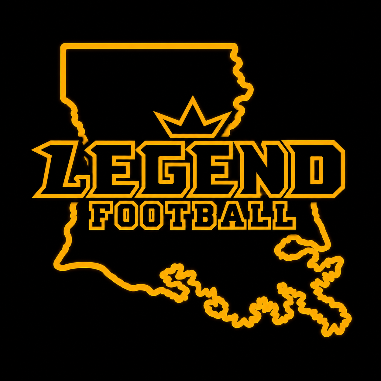 Legend Football logo with Louisiana outline